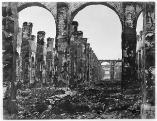 Ruinen der Cour des Comptes während der Pariser Kommune, 1871